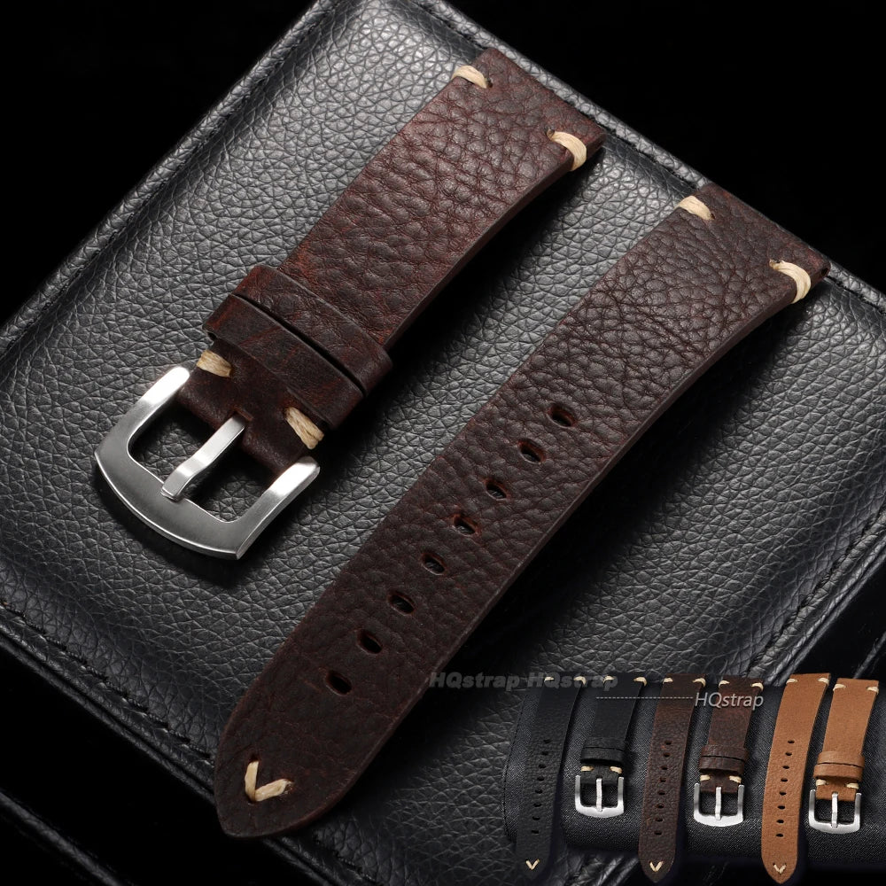 CowLost | product_id-handmade-vintage-cowhide-leather-watch-strap-18mm-20mm-22mm-black-brown-unisex-for-smartwatch |7