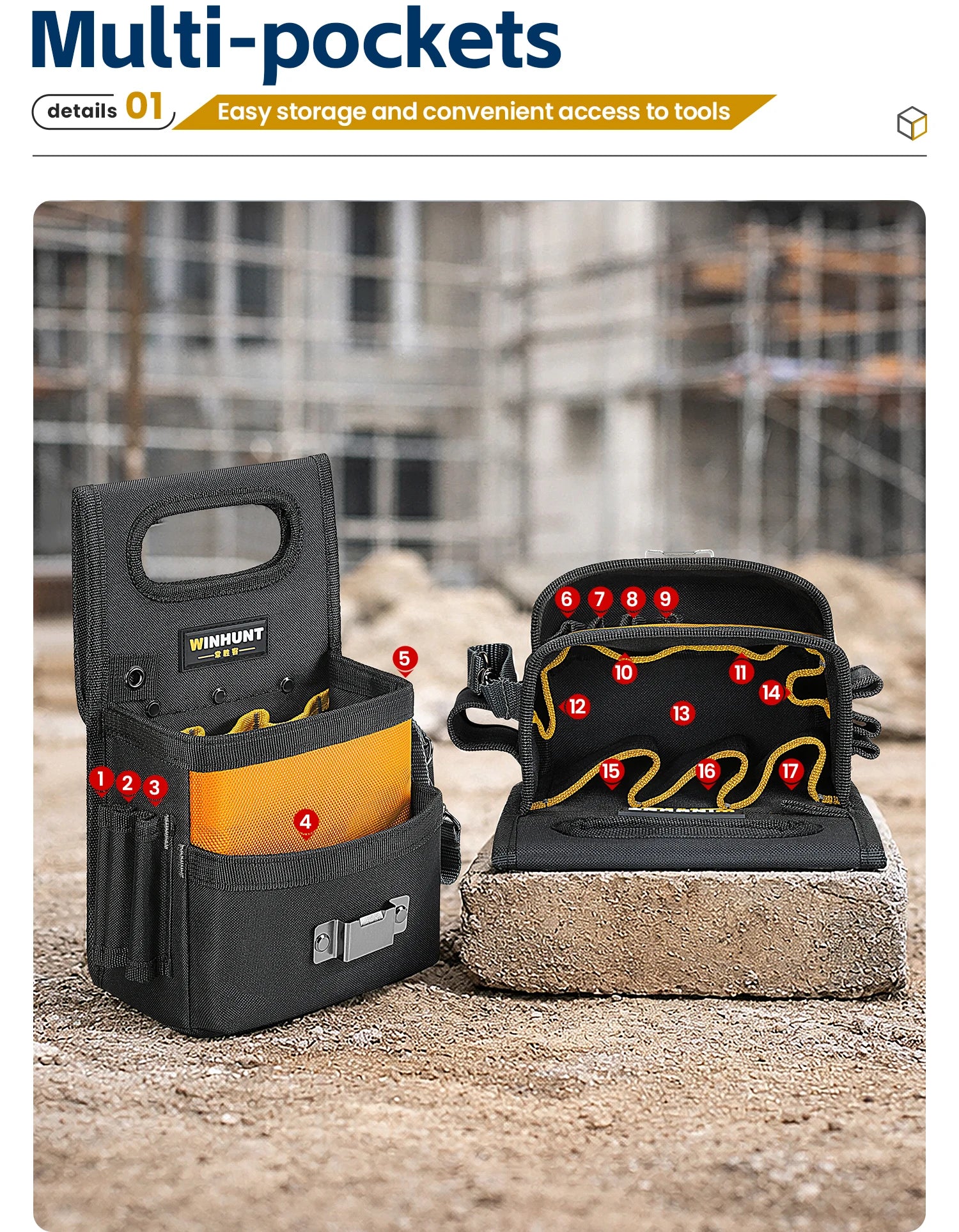 CowLost | product_id-multi-pocket-tool-belt-pouch-with-adjustable-strap-durable-electrician-drill-holster-portable-carpenter-organizer |9