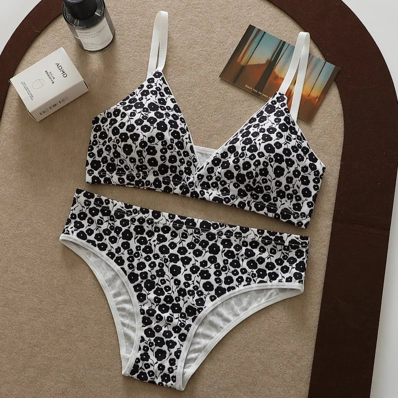 CowLost | product_id-women-floral-seamless-push-up-bra-low-waist-panties-set-sexy-v-neck-lingerie |10