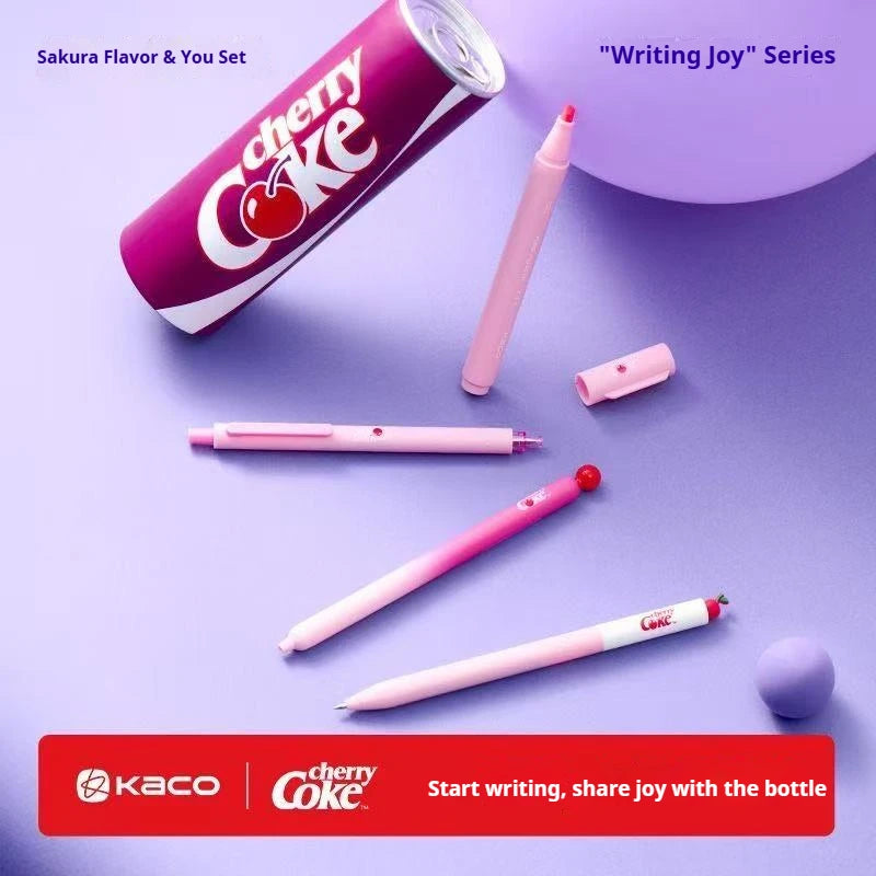 CowLost | product_id-kaco-cherry-coke-collab-gel-pens-sakura-limited-edition-soda-can-design-quick-dry-3pcs-1-marker-set |1