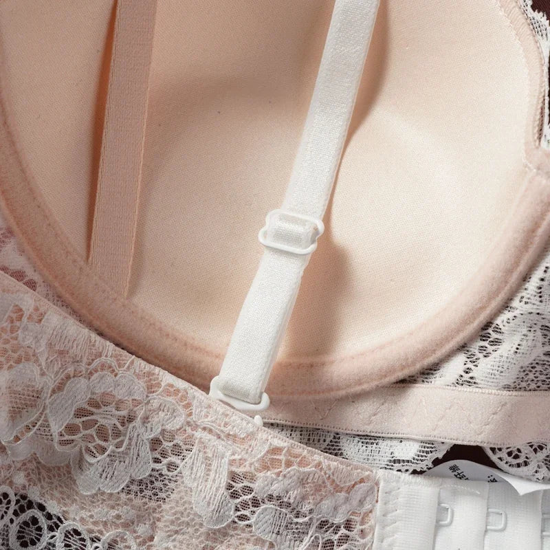 CowLost | black-lace-bra-women-small-chests-gathering-bralette-removable-shoulder-strap |5