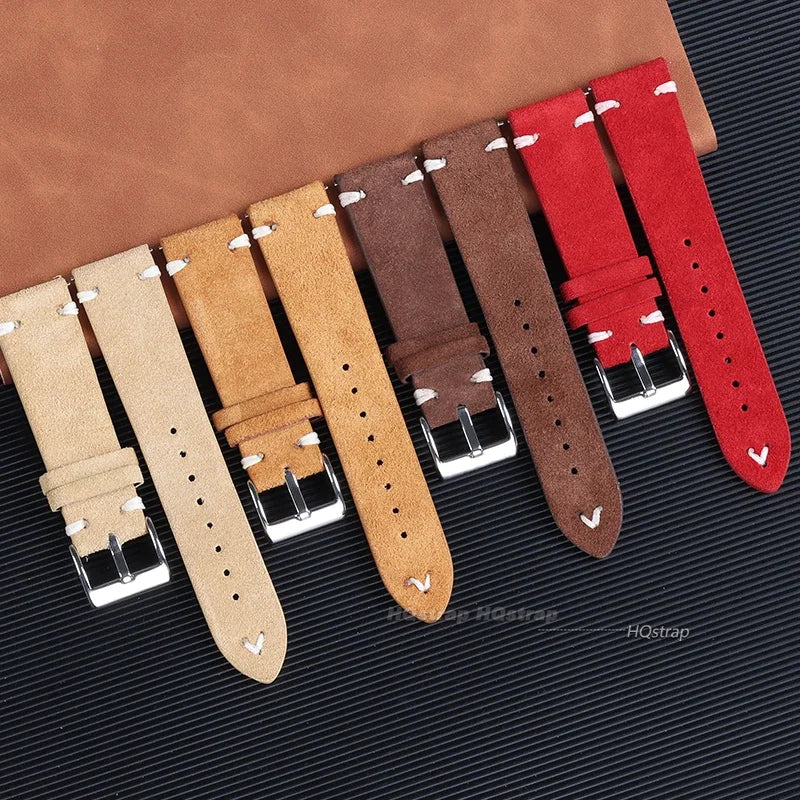 CowLost | product_id-hqstrap-grey-vintage-suede-leather-watch-strap-18-22mm-handmade-stitching-universal-replacement |2