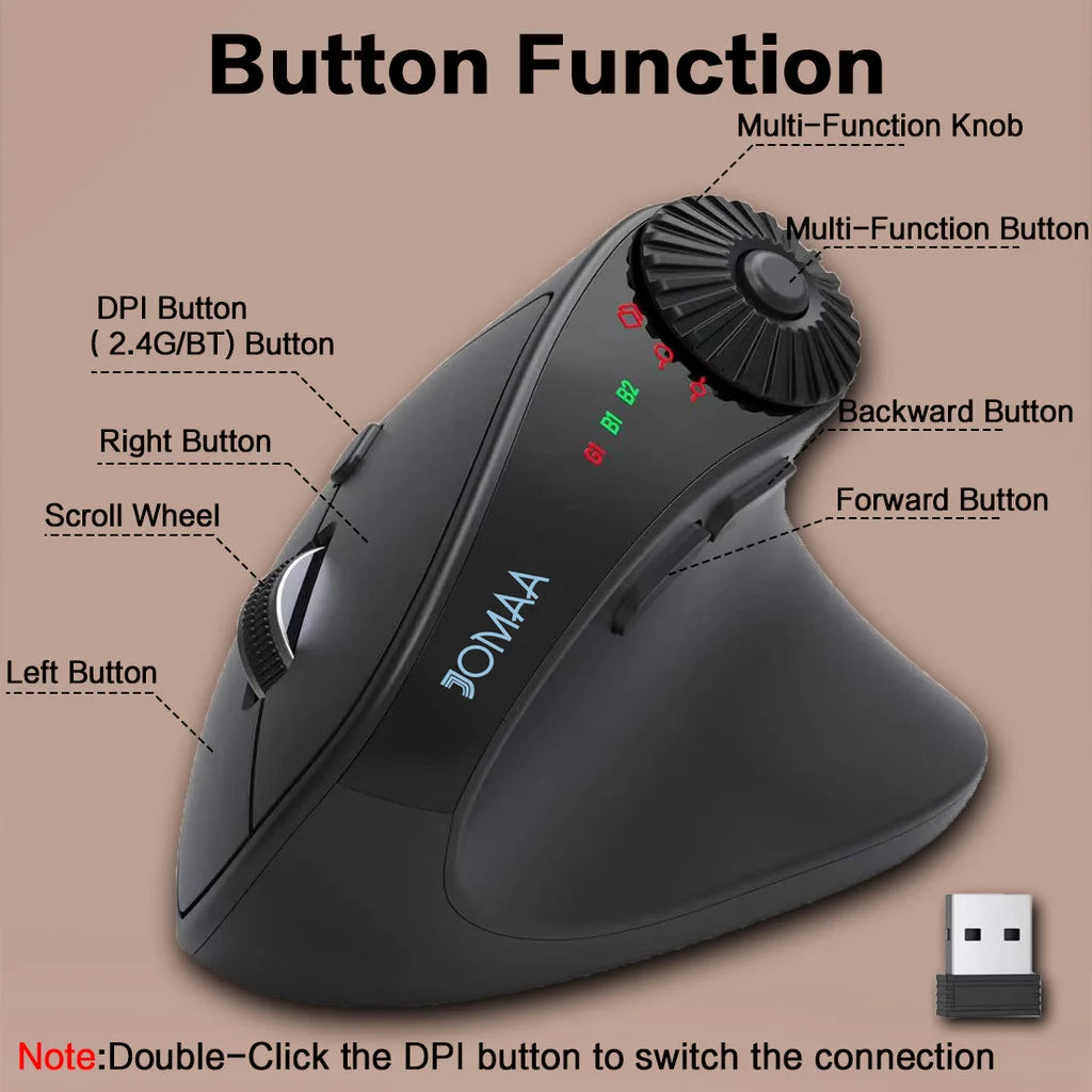CowLost | jomaa-right-hand-wireless-vertical-mouse-with-adjust-knob-bluetooth-ergonomics-mice-for-computer-laptop-tablet-windows |5