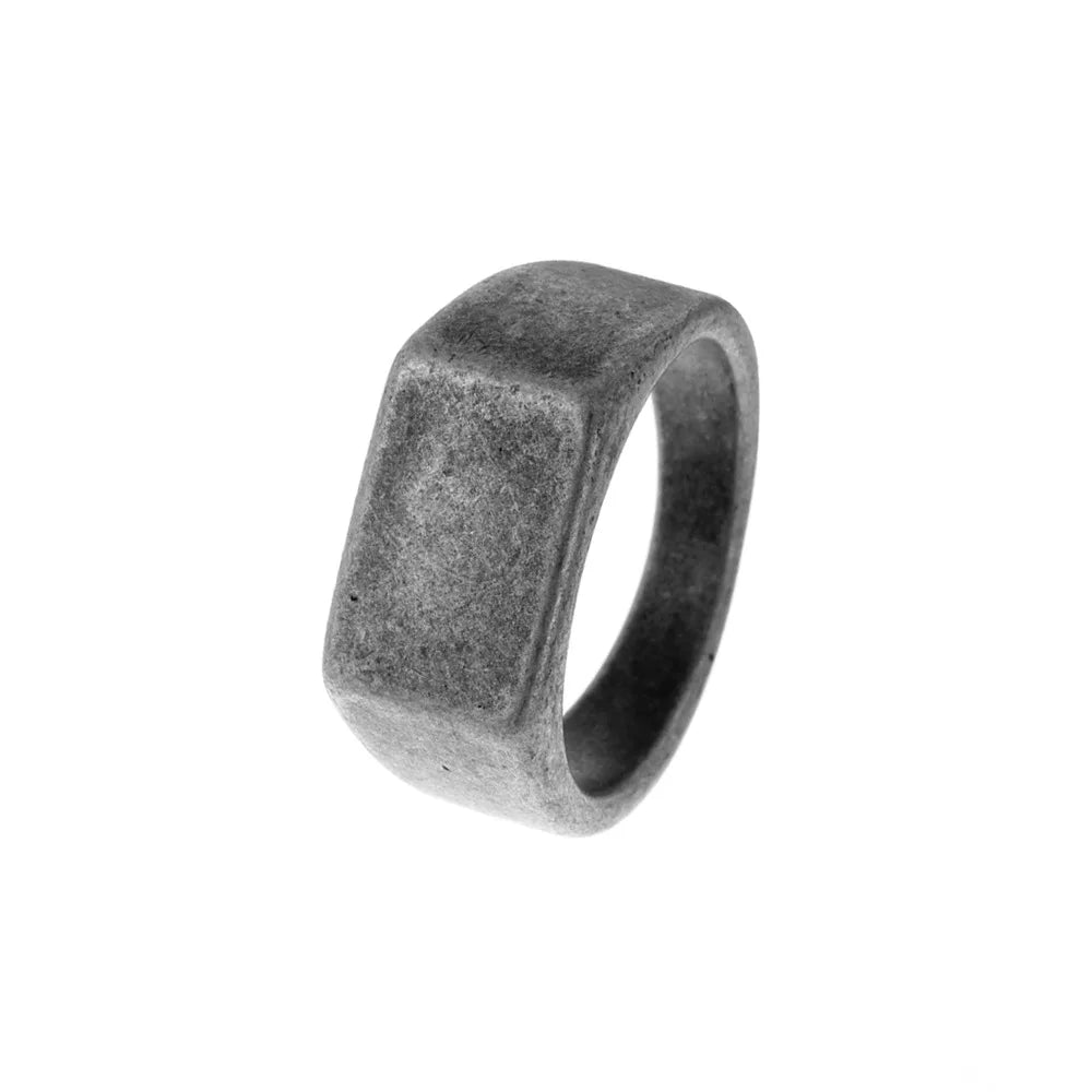 Unisex Titanium Steel Ring Rectangular Pattern Fashion Jewelry Size 7-13 Valentine's Gift