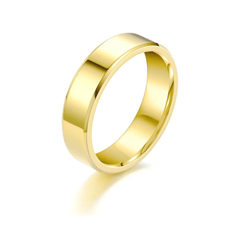 Stainless Steel Gold Couple Rings Simple Wedding Jewelry for Men and Women Gifts