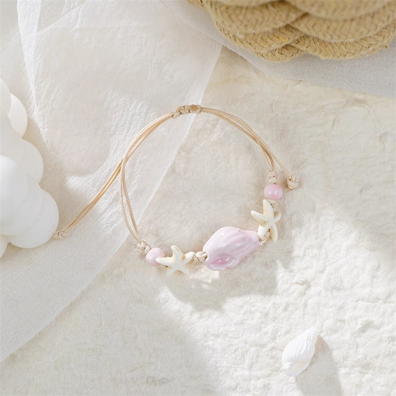 CowLost | bohemia-sea-turtle-bracelet-for-women-starfish-seahorse-shell-pearl-adjustable-metal-chain-summer-beach-party-vacation-jewelry |14