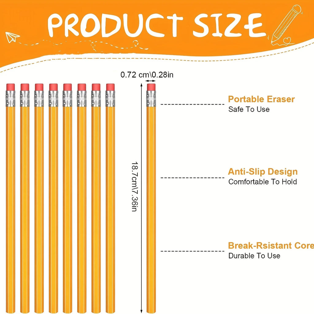 CowLost | standard-erasers-product_id-50-100-150pcs-hb-wood-cased-pencils-with-eraser-top-for-drawing-and-school-supplies |3