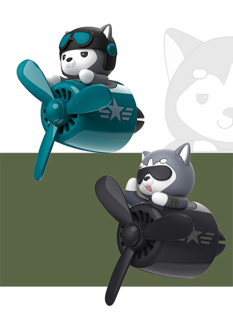 CowLost | product_id-pilot-husky-dog-car-air-freshener-propeller-plane-vent-clip-ocean-scent-aroma-diffuser |18