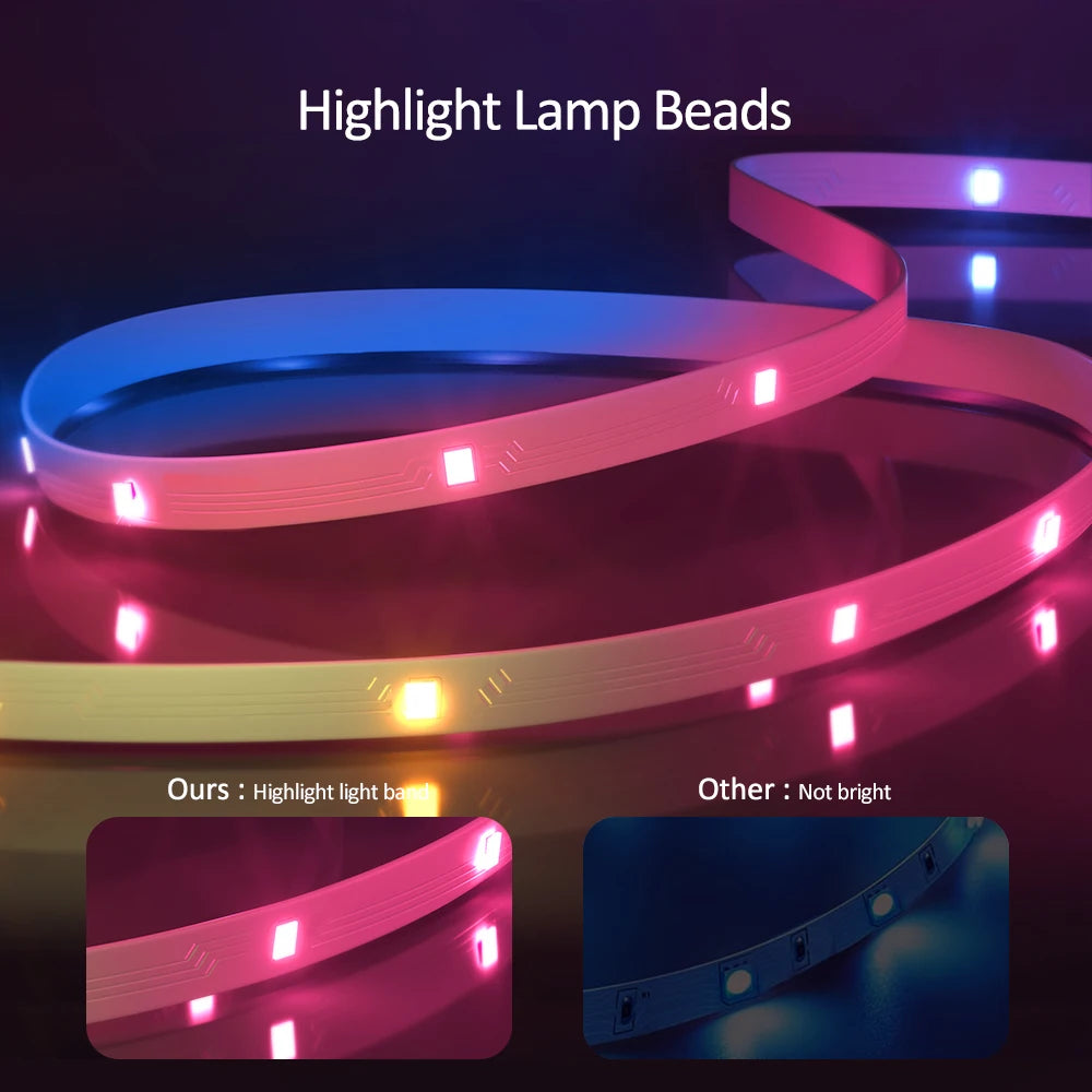 Mexllex RGB LED Strip Light 30M/20M/15M Flexible Tape DC 24V/12V APP & Remote Music Sync