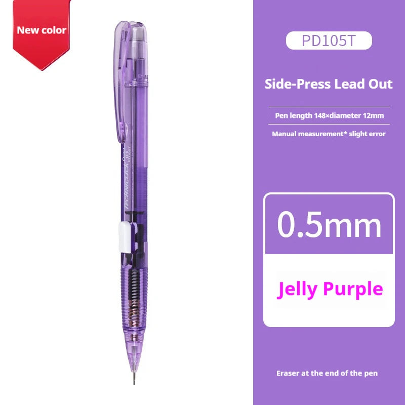 CowLost | product_id-pentel-pd105t-0-5mm-mechanical-pencil-break-resistant-lead-color-blocked-transparent-side-smooth-writing |33