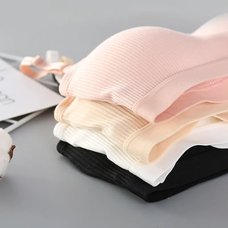 CowLost | product_id-2pcs-women-seamless-cotton-wireless-push-up-bralettes-with-adjustable-straps-set |4