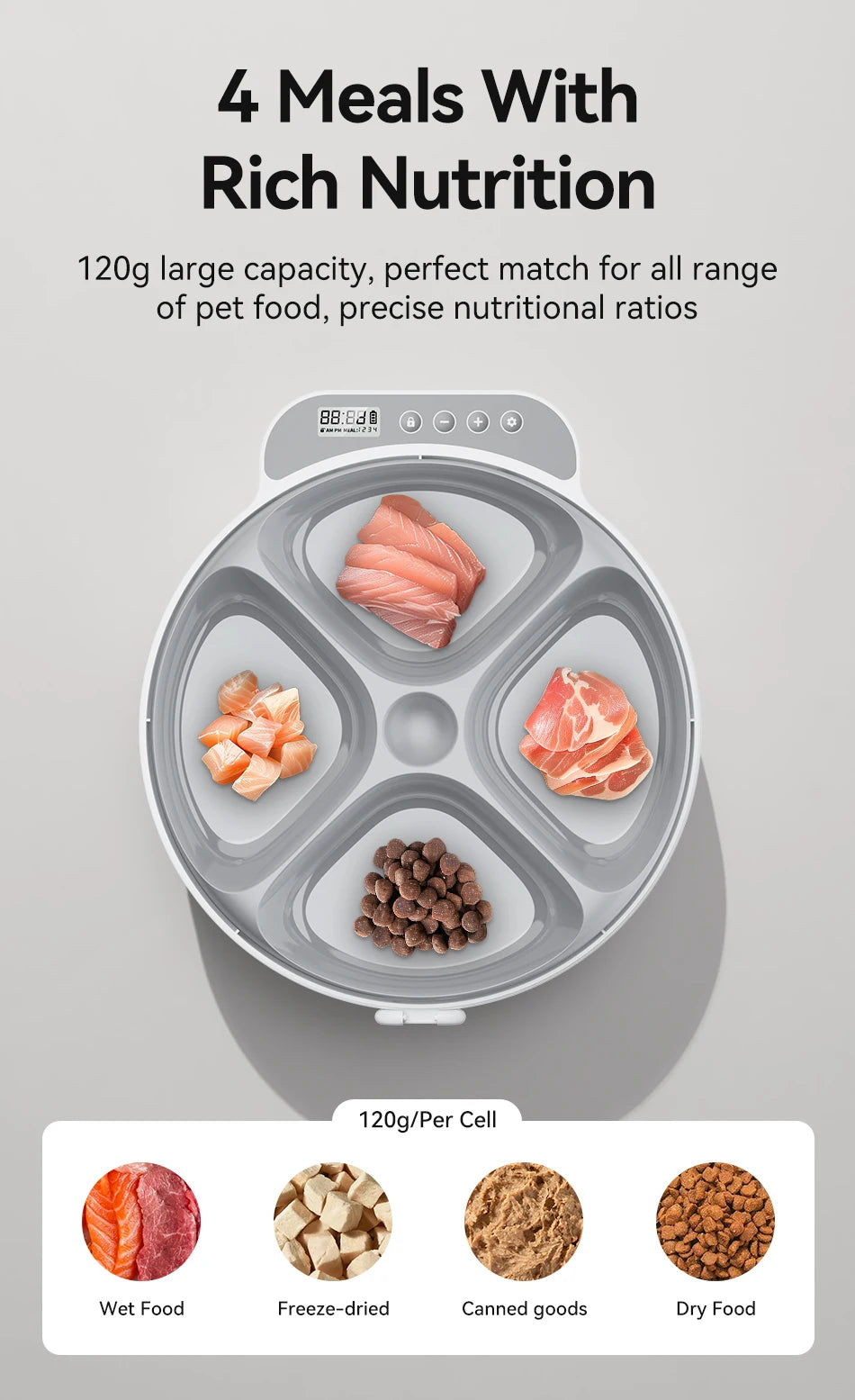 CowLost | cat-food-rojeco-wireless-automatic-cat-feeder-for-4-meals-wet-dry-food-dispenser |10