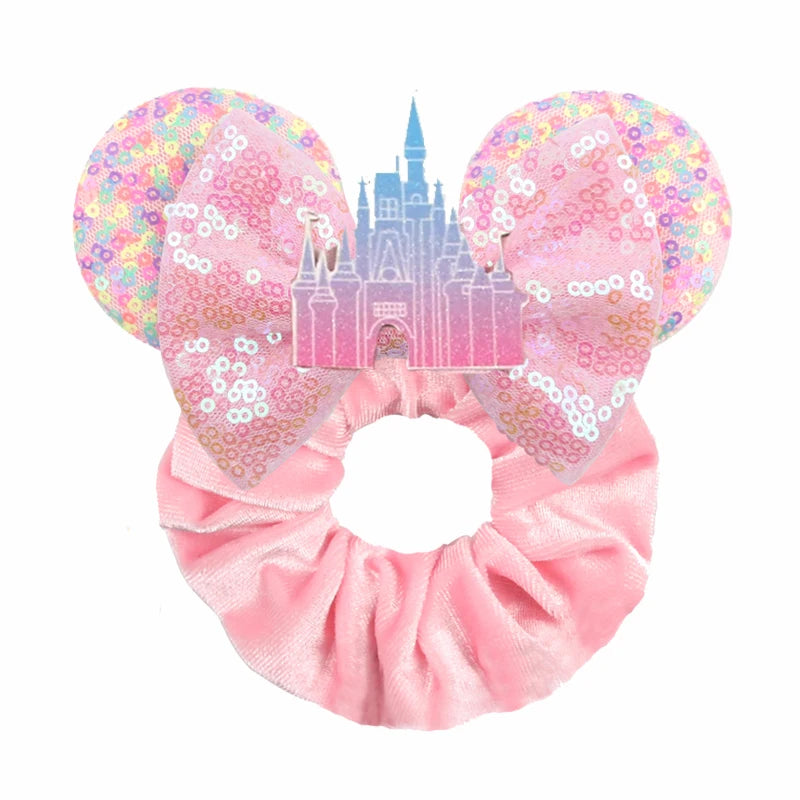 CowLost | cute-disney-castle-fireworks-balloons-hair-scrunchies-velvet-hairband-for-girls |1