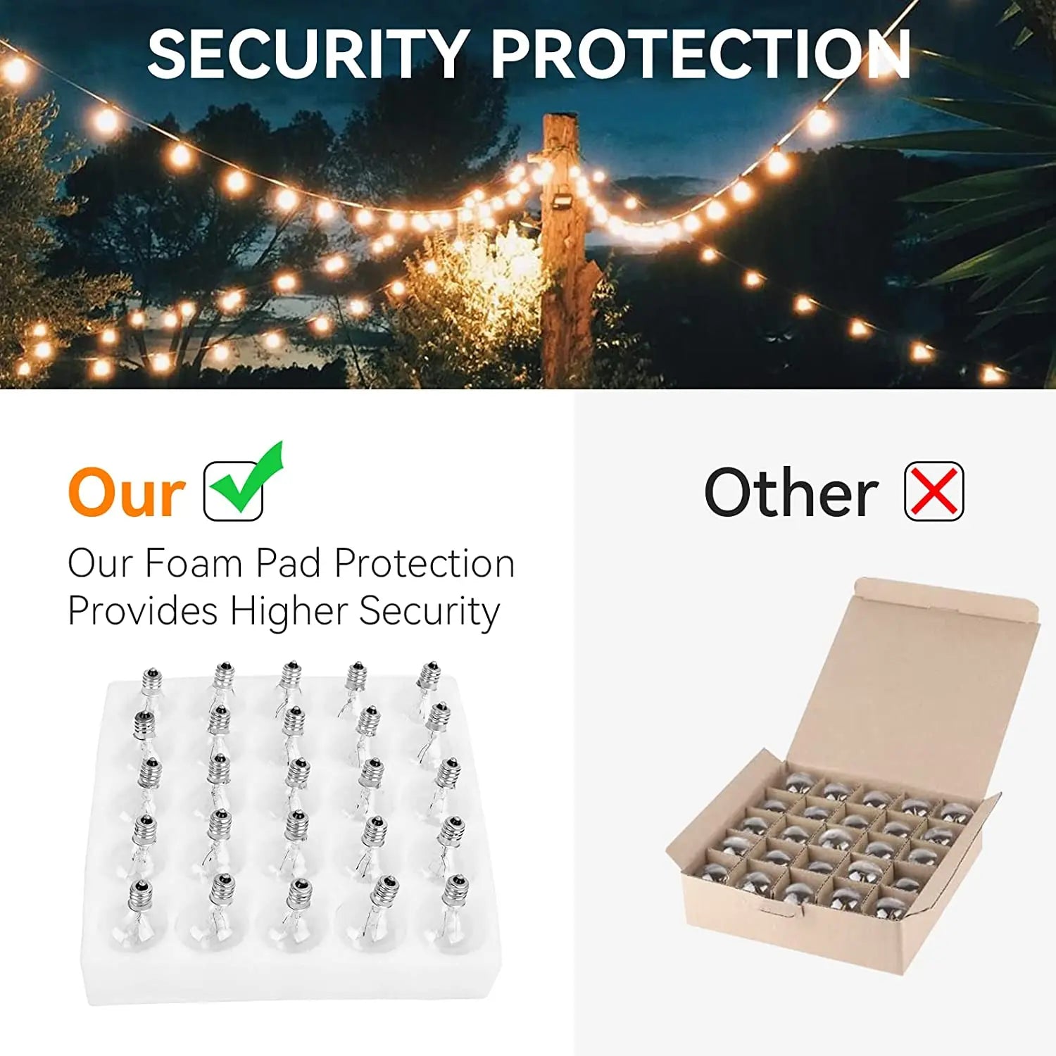 15M G40 Tungsten Outdoor String Lights, IP65 Waterproof, 220V Connectable Garland for Patio Porch Party Decor