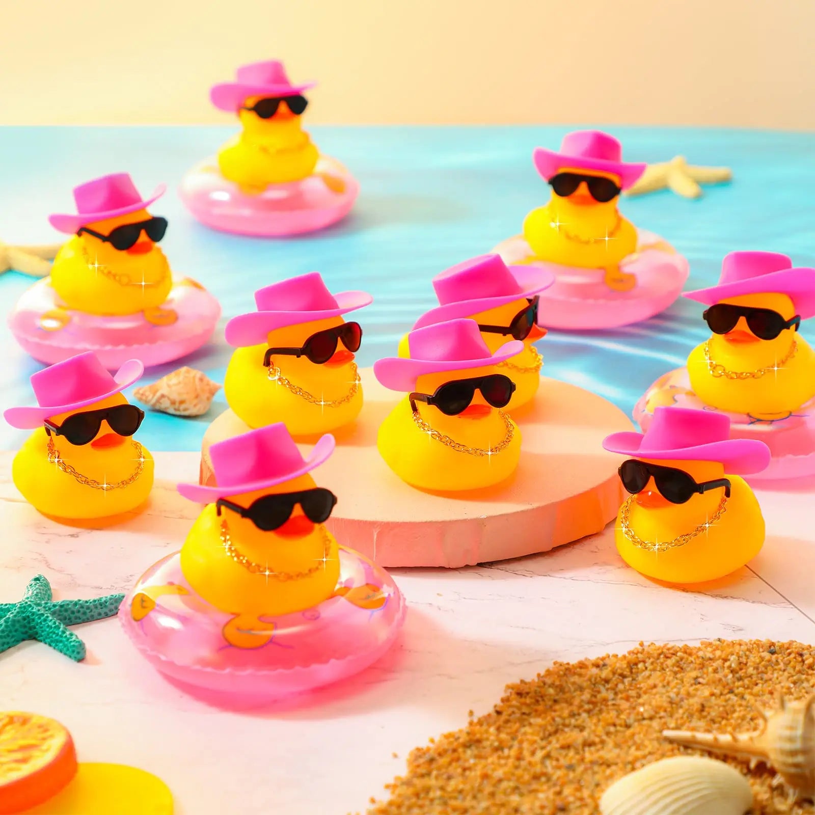 CowLost | product_id-6-12-24-48-summer-rubber-duck-car-dashboard-decorations-with-mini-hat-and-swim-ring |3