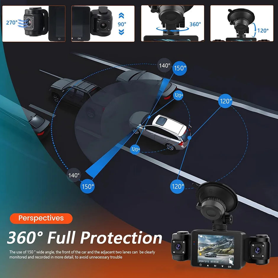 CowLost | vehicle-parts-accessories-greenyi-2-4-1080p-4-view-car-dash-cam-front-inside-rear-dvr-camera |4