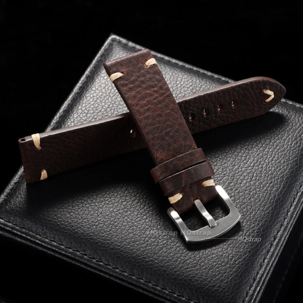 CowLost | product_id-handmade-vintage-cowhide-leather-watch-strap-18mm-20mm-22mm-black-brown-unisex-for-smartwatch |10