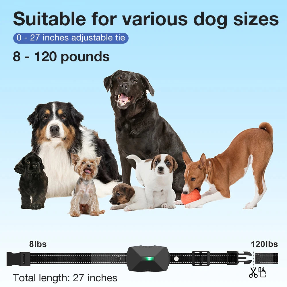 433MHz Waterproof Electric Dog Training Collar with Shock, Vibration & Light Anti-Bark Remote