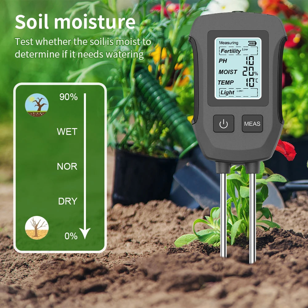 5-in-1 Digital Soil Meter PH Moisture Fertility Temp Sunlight Tester for Garden Greenhouse
