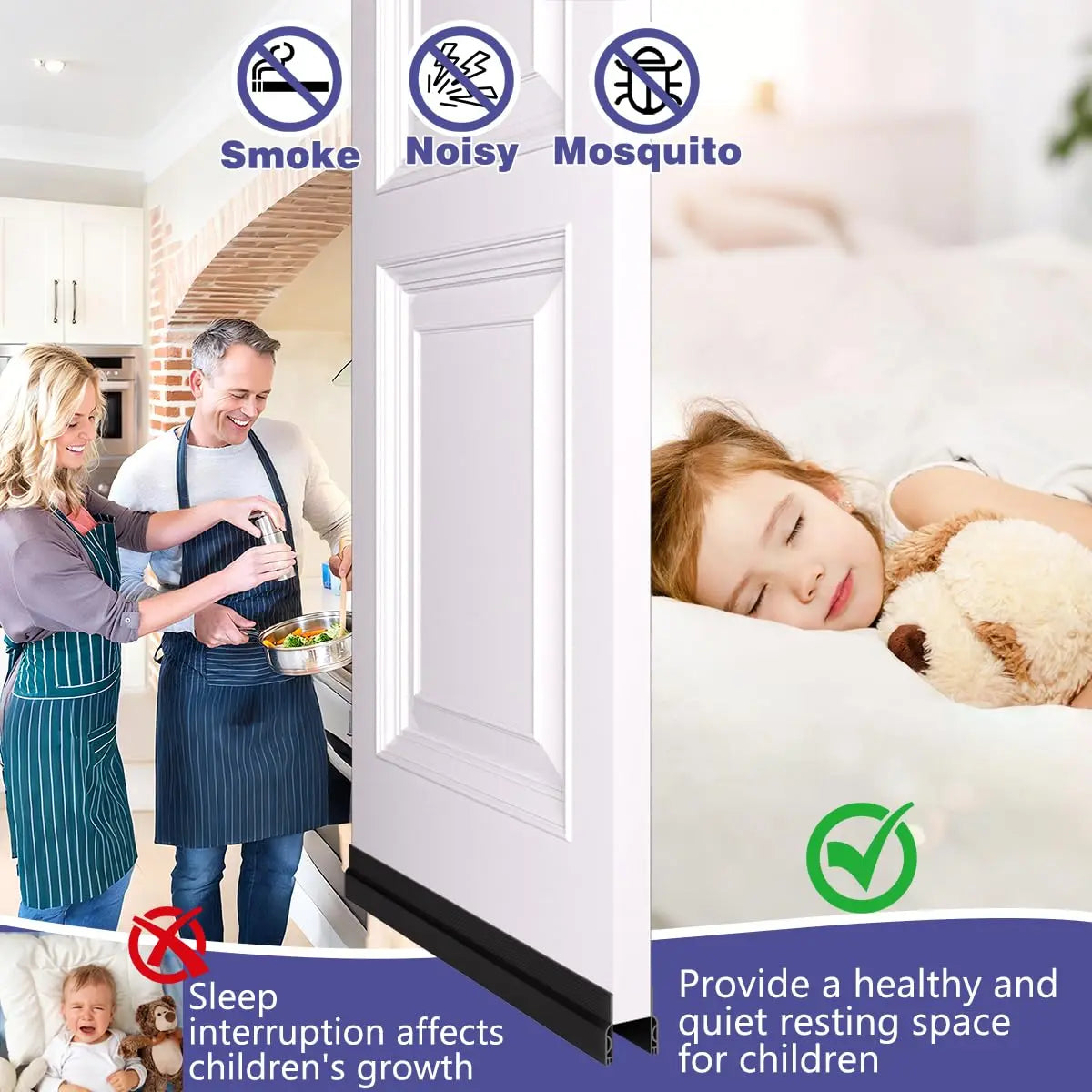 1/2m Door Draft Stopper Sweep Under Door Gap Filler Seal Strip