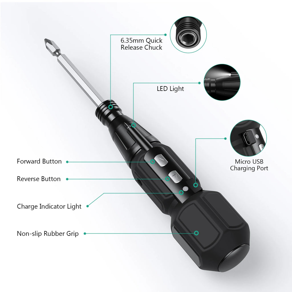 ORIA 9-in-1 Cordless Rechargeable Electric Screwdriver Set with LED Lights