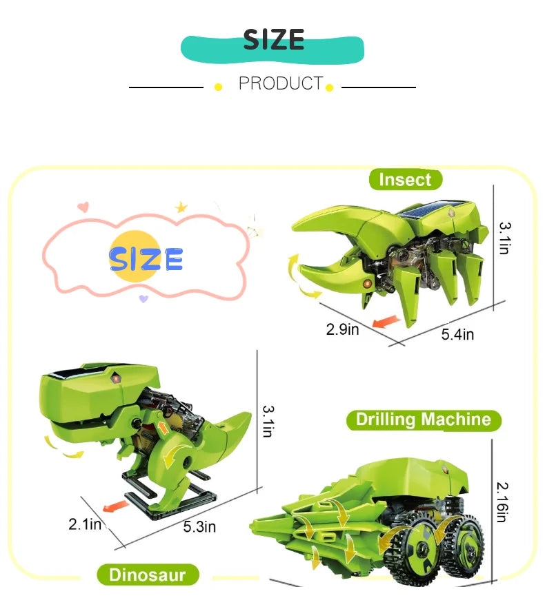 Dinosaur Solar Powered STEM DIY Robot Science Toy Kit for Kids