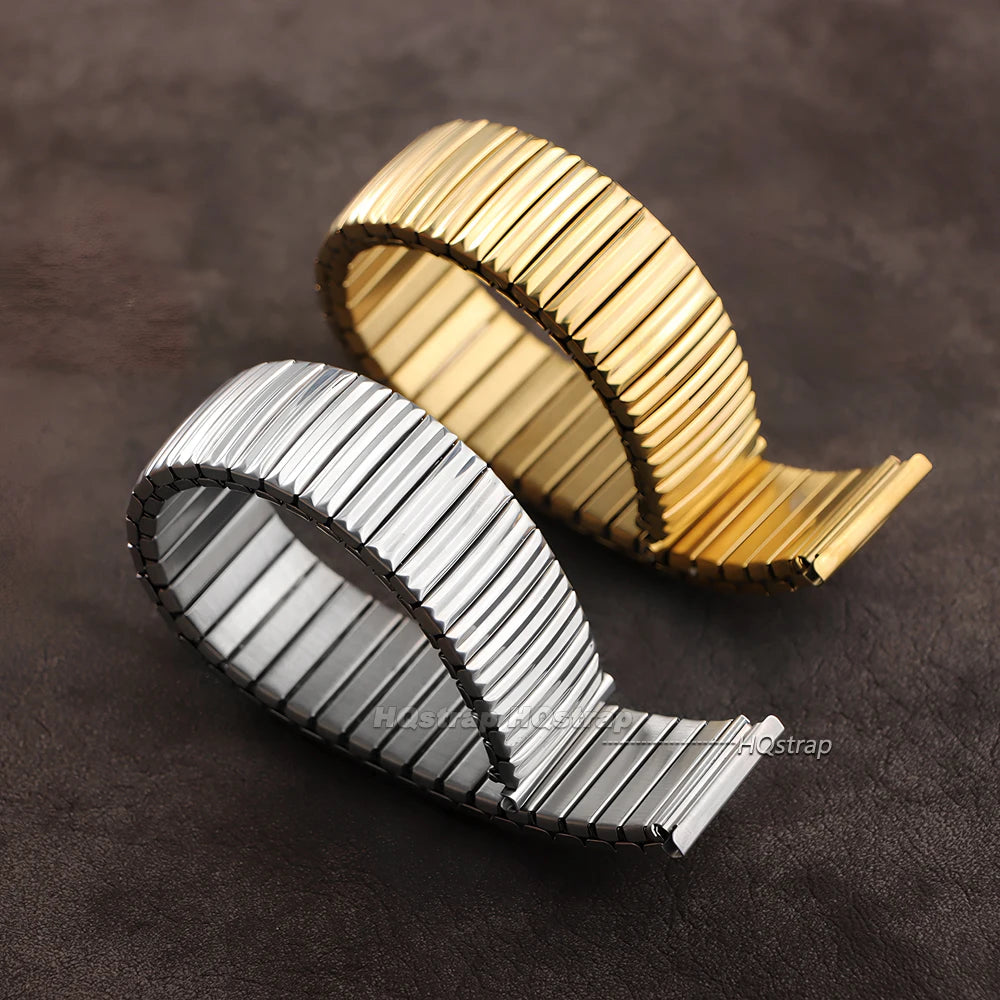 Stainless Steel Elastic Watch Band 12-20mm Silver Gold Stretch Expansion Strap Unisex