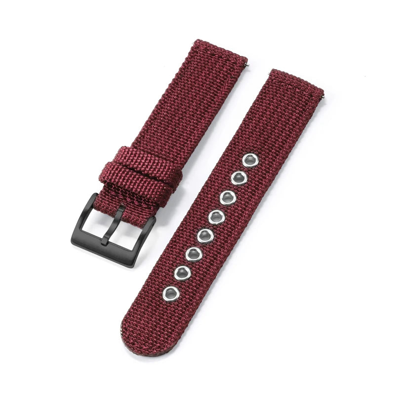18mm 20mm 22mm Nylon Canvas Quick Release Strap for Samsung Galaxy Watch 4 5 3 Huawei