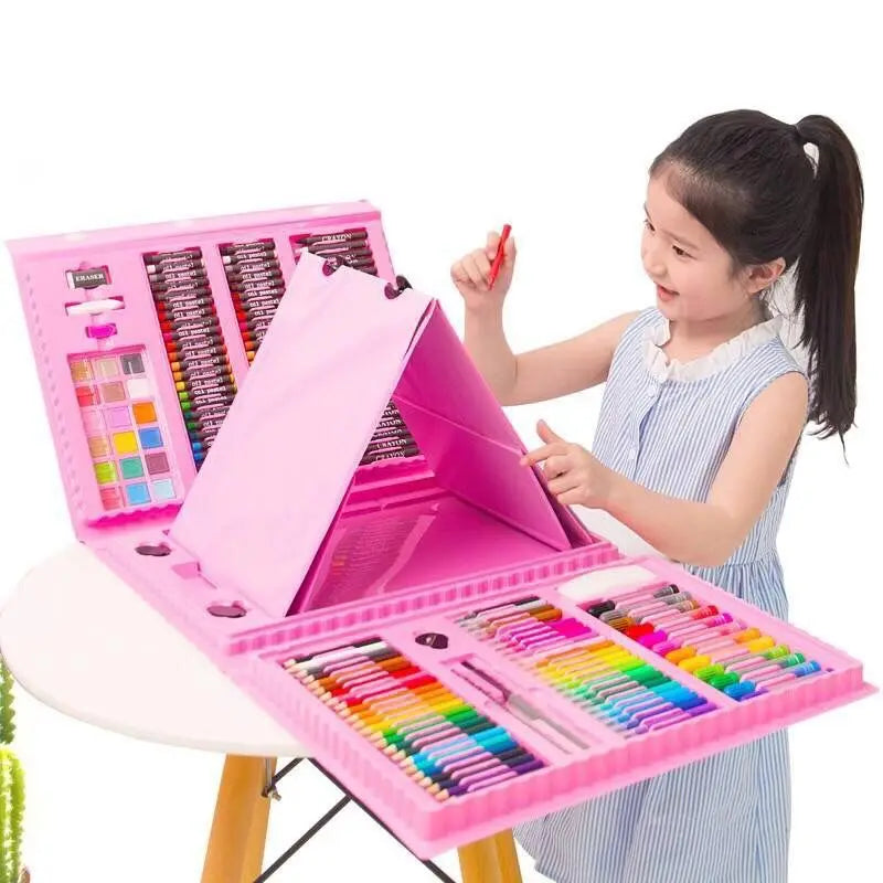CowLost | product_id-42-208pcs-childrens-painting-brush-set-with-watercolor-pens-crayons-drawing-board-for-kids-art-supplies-gifts |5