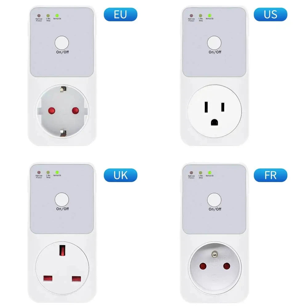 Automatic Voltage Protector Socket Switcher 220V EU Plug Power Surge Safe for Refrigerator
