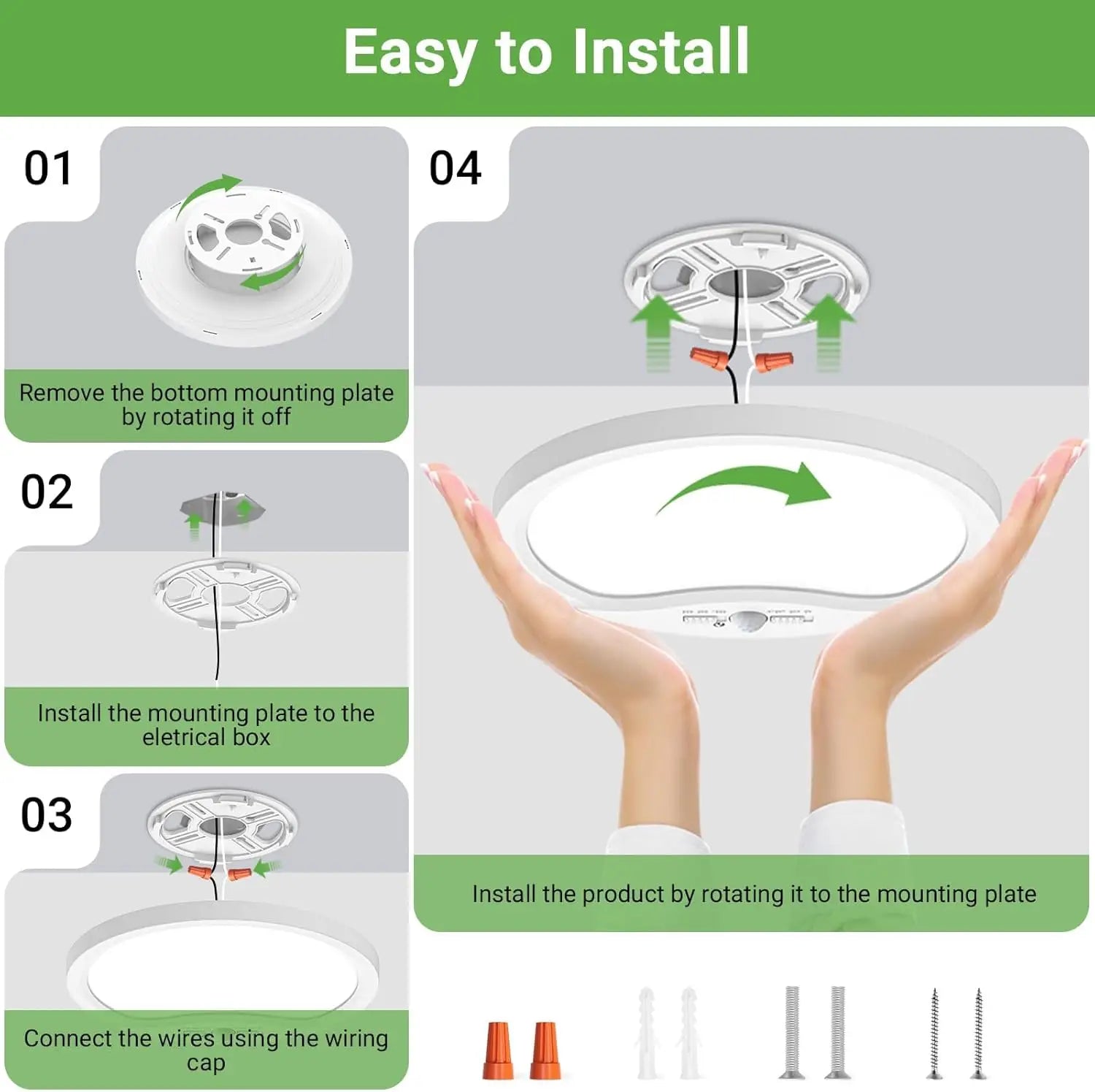 Rechargeable Ceiling LED Light with Remote, 3 Modes, Dimmable, Motion Sensor – 1 or 2 Pack
