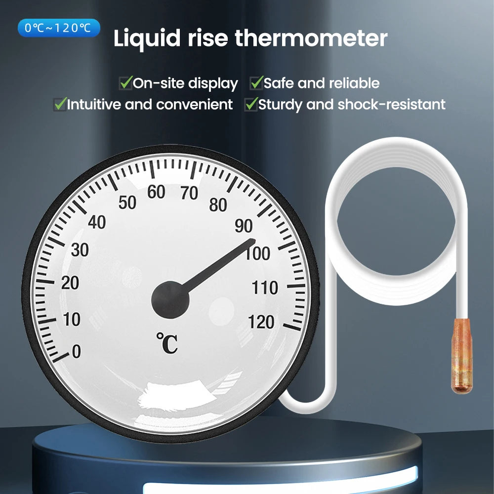 Expansion Thermometer with 1.2m Probe -40~40℃/0~120℃ Embedded for Cold Chain & Hot Spring Use