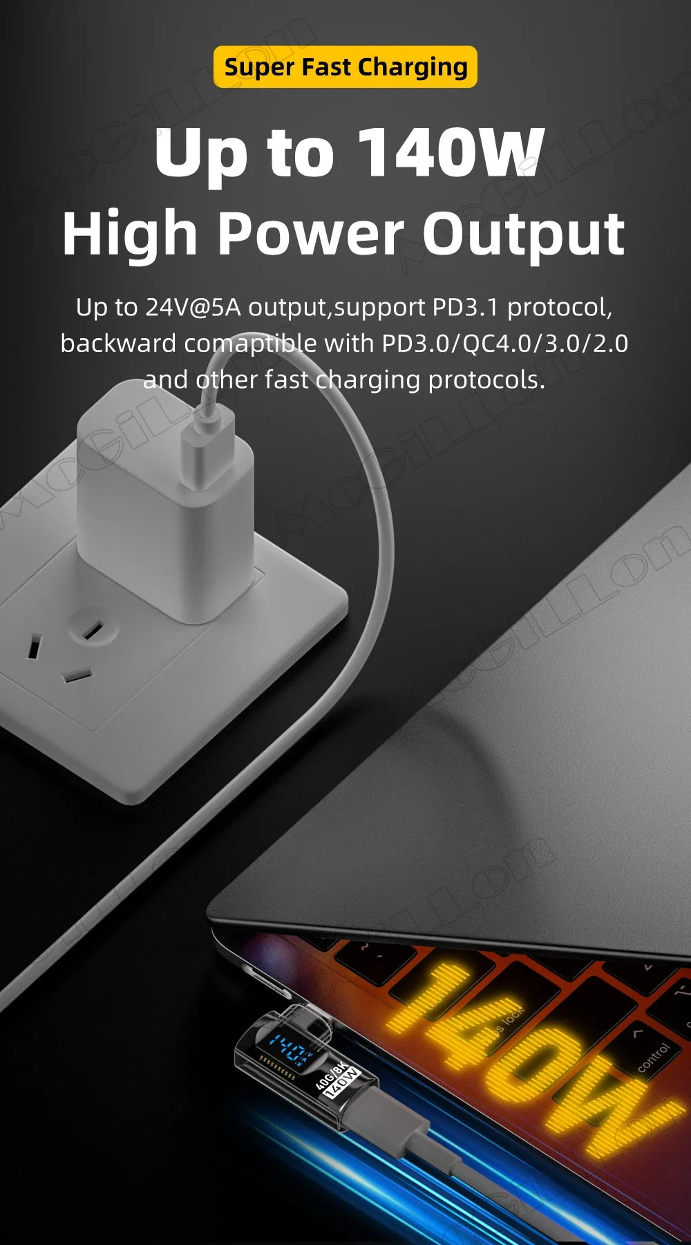 CowLost | product_id-transparent-led-usb4-0-type-c-to-c-otg-adapter-40gbps-8k-60hz-5a-fast-charging-140w-pd-for-iphone-16-15-macbook-pro |10