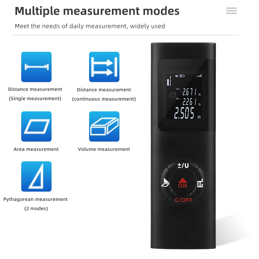 40M Rechargeable Handheld Infrared Laser Distance Meter Rangefinder for Decoration