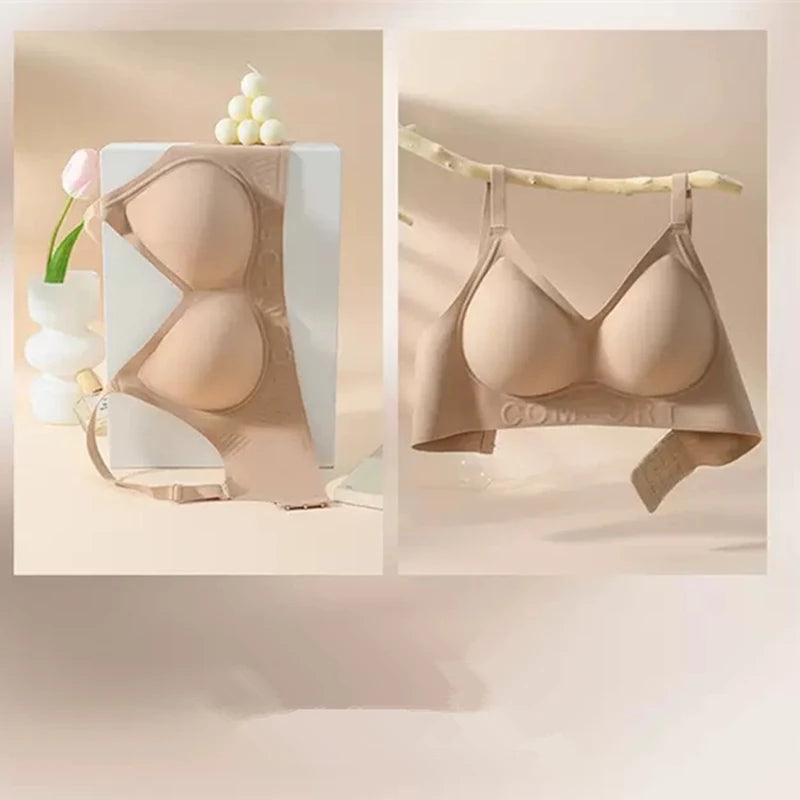 CowLost | comfortable-bra-without-underwire-soft-support-lifting-seamless-breast-reduction-small-chest-push-up-nude-bra |2