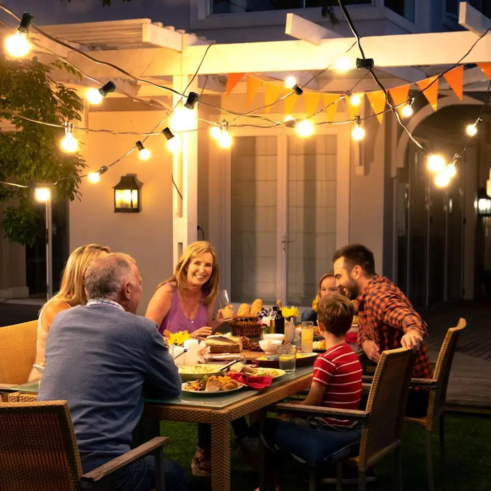 Mexllex G40 LED Globe String Lights Outdoor Waterproof Plug-In Garland Lamp for Christmas Party Garden Decor
