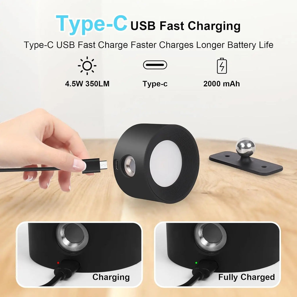 RGB Wall Lights with Remote, 19 Colors, 360° Rotation, 2000mAh Battery, Dimmable Touch Control for Bedroom