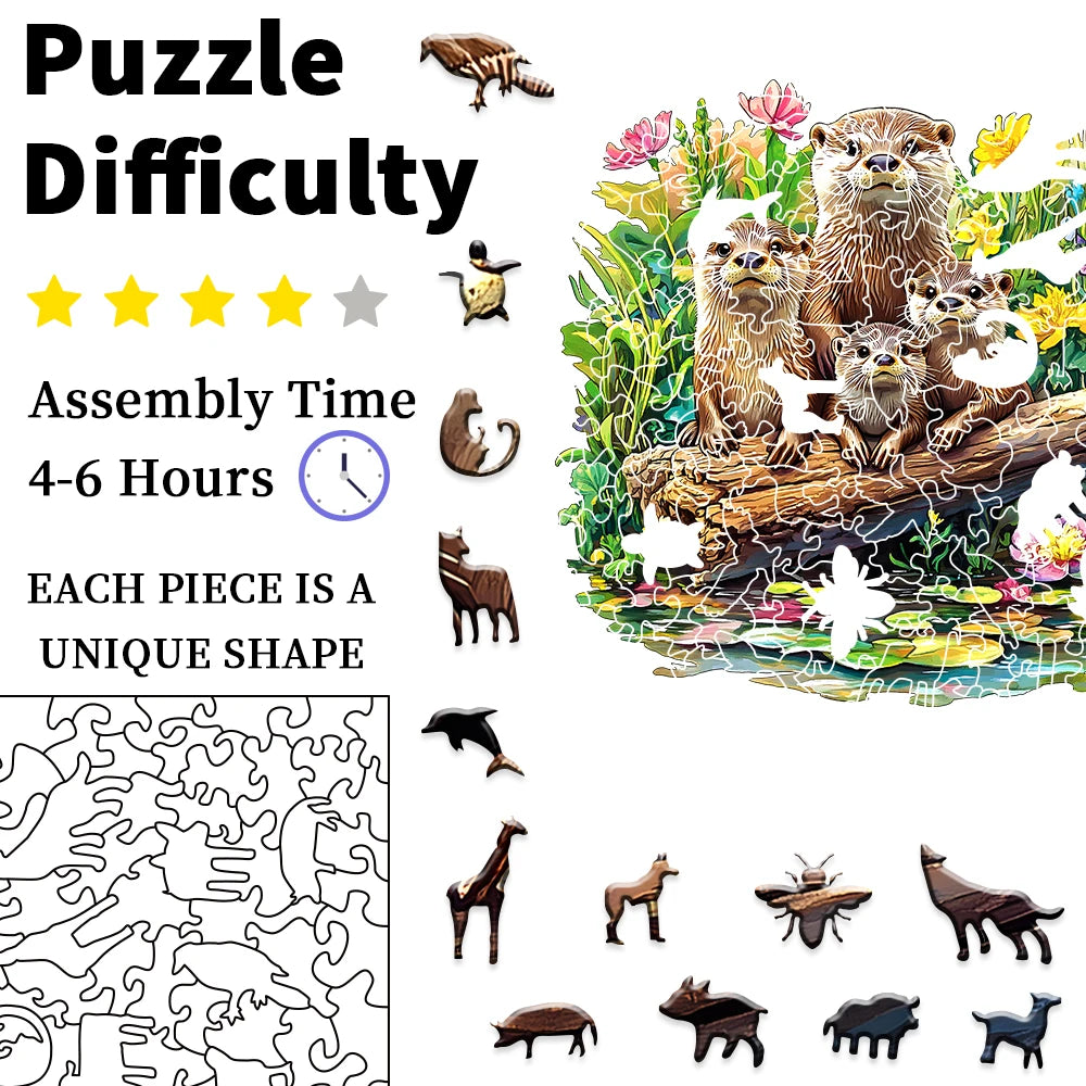 CowLost | product_id-wooden-otter-family-jigsaw-puzzle-with-animal-shaped-pieces-for-adults-and-kids |4