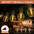 100FT G40 LED Globe String Lights, 100 Waterproof Plastic Bulbs for Outdoor Christmas Party Garden Decor