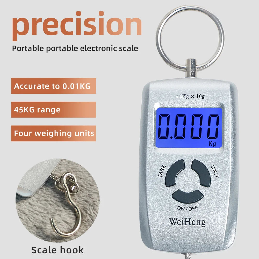 JUANJUAN 45kg Mini Digital Hanging Scale Portable Suitcase Fish Hook Weight Balance Kg Lb Oz Jin