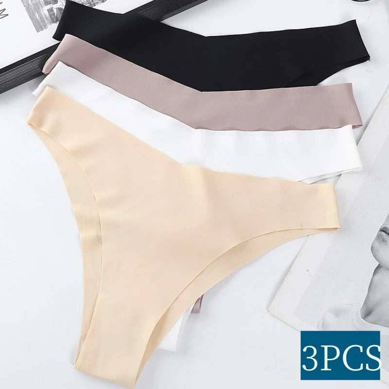 CowLost | product_id-3pcs-women-ice-silk-seamless-low-rise-v-waist-quick-dry-briefs-s-l |8