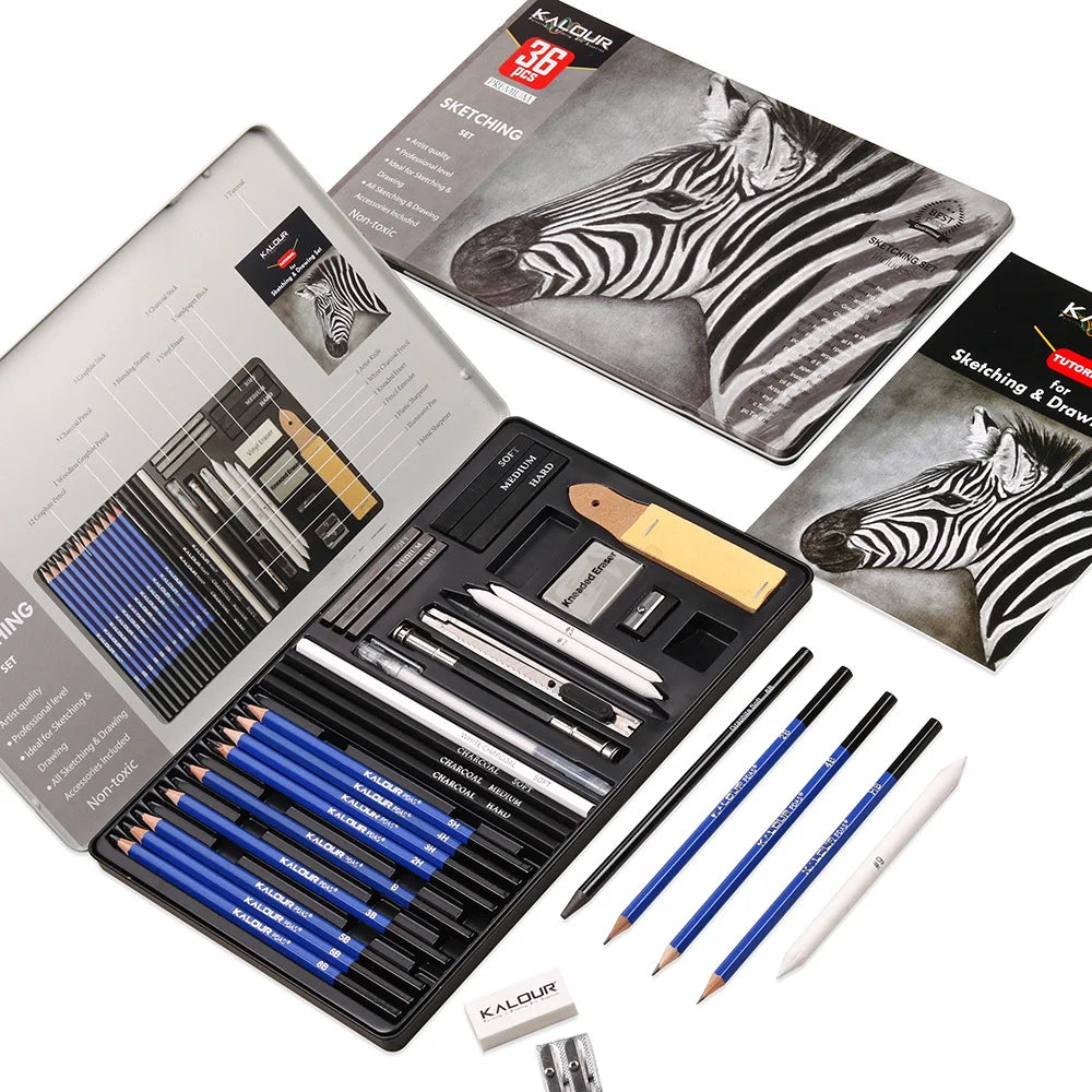 CowLost | product_id-kalour-22-25-36-39-piece-sketch-pencil-set-for-shading-portrait-drawing-smooth-graphite-pencils-for-students-professionals |1
