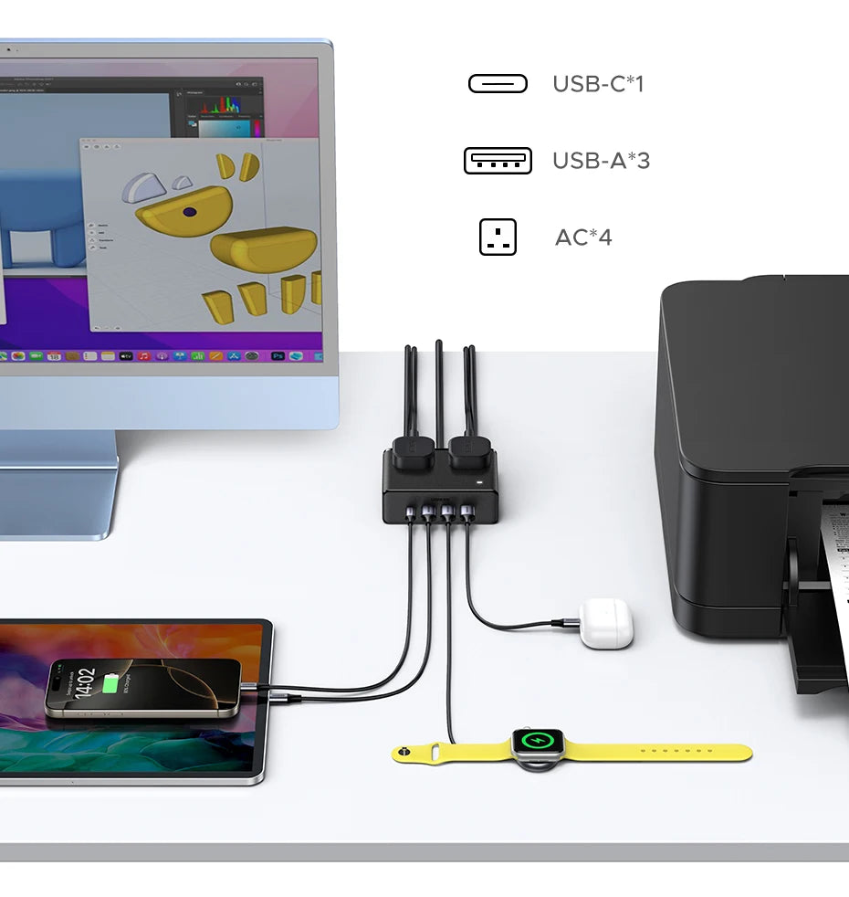 CowLost | ugreen-8-in-1-power-strip-us-plug-4-ac-outlets-3-usb-a-1-usb-c-2500w-fast-charger |10