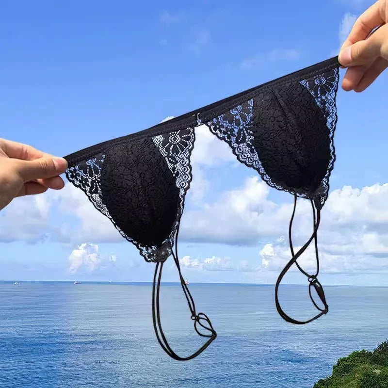 CowLost | product_id-wireless-french-style-triangle-cup-bra-with-front-button-lace-back-ultra-thin-straps |2