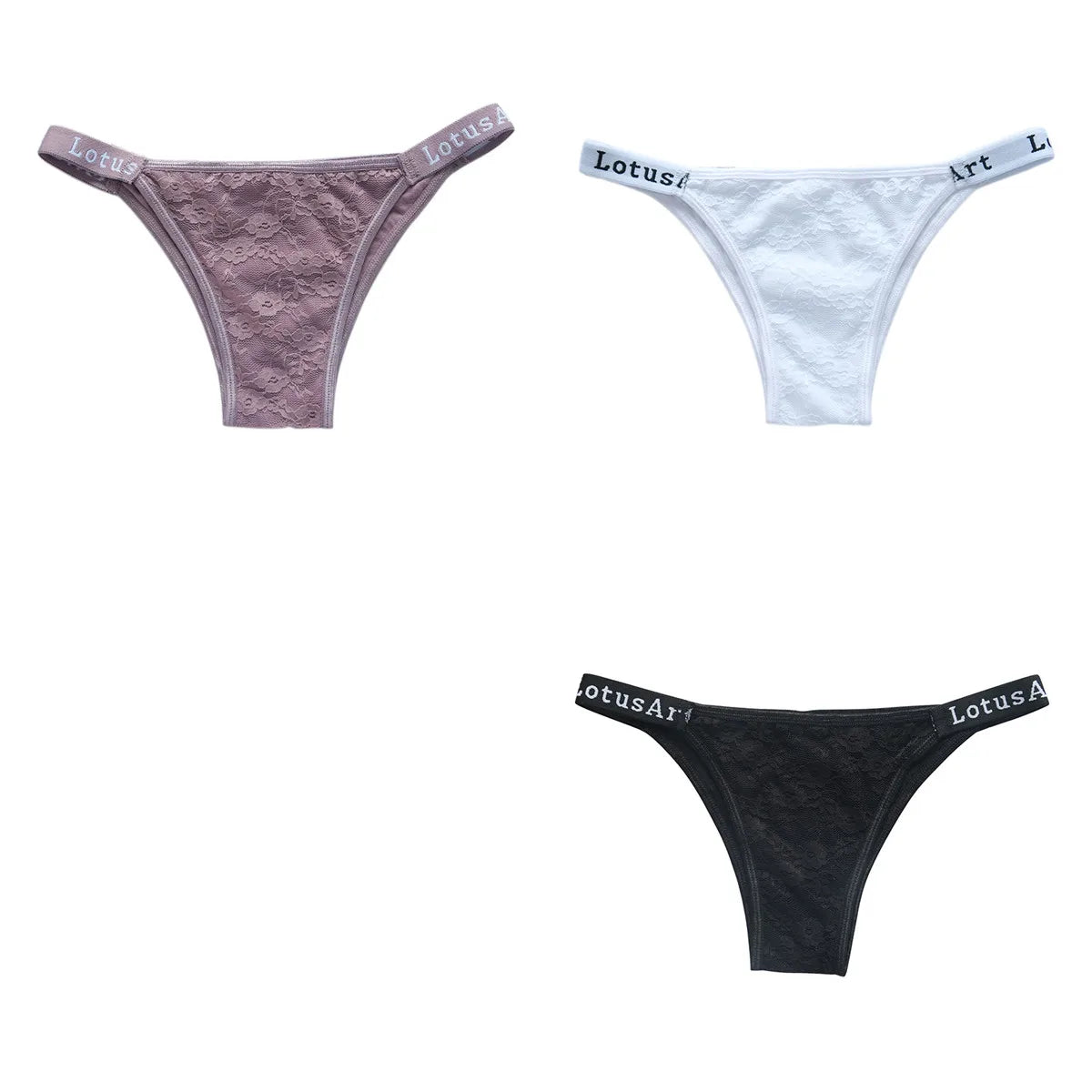 CowLost | product_id-3pcs-women-s-low-waist-lace-brazilian-briefs-set |15