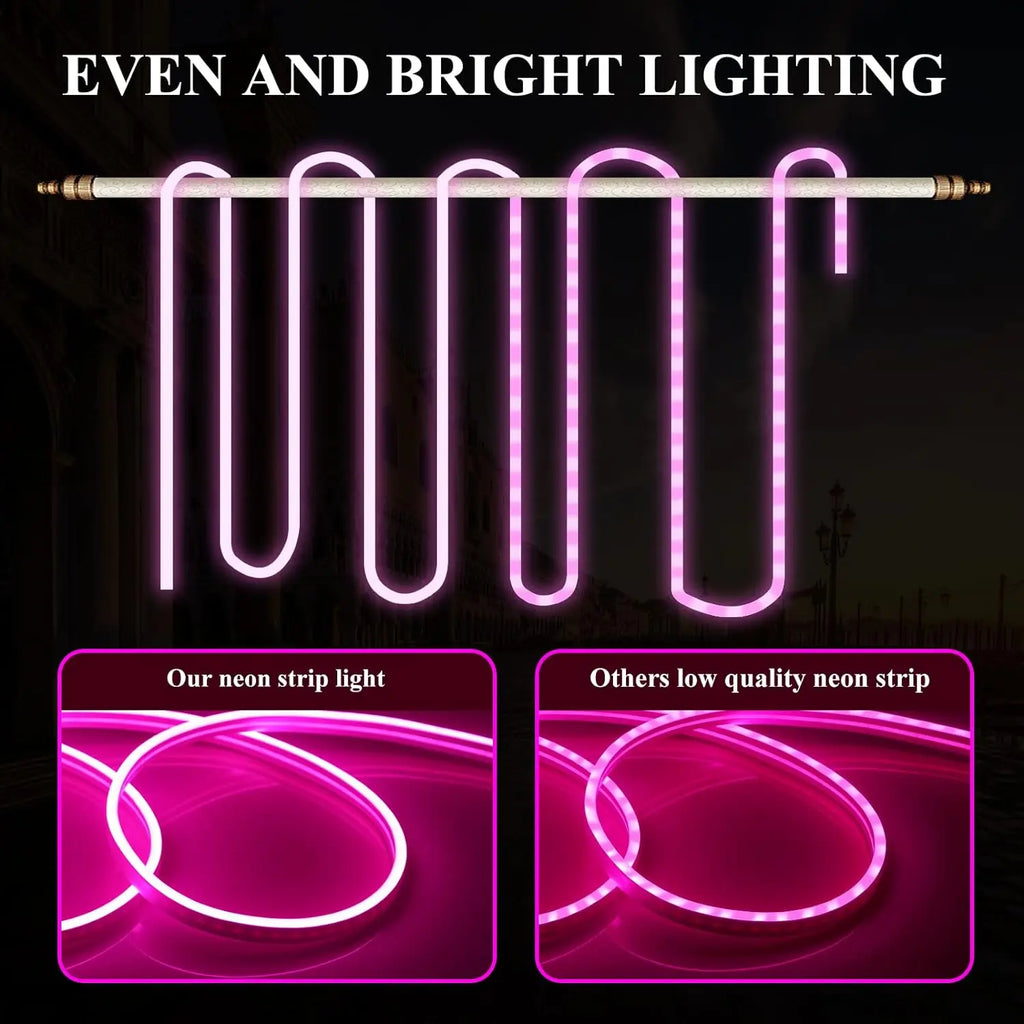 10M Warm White Neon LED Strip 120 LEDs/m IP65 Waterproof Cuttable for Indoor Outdoor Decor
