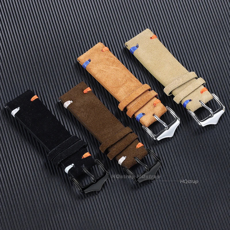 CowLost | 18mm-20mm-22mm-vintage-suede-leather-watch-strap-for-seiko-for-samsung-watch-5-4-3-handmade-stitching-quick-release-bracelet |2