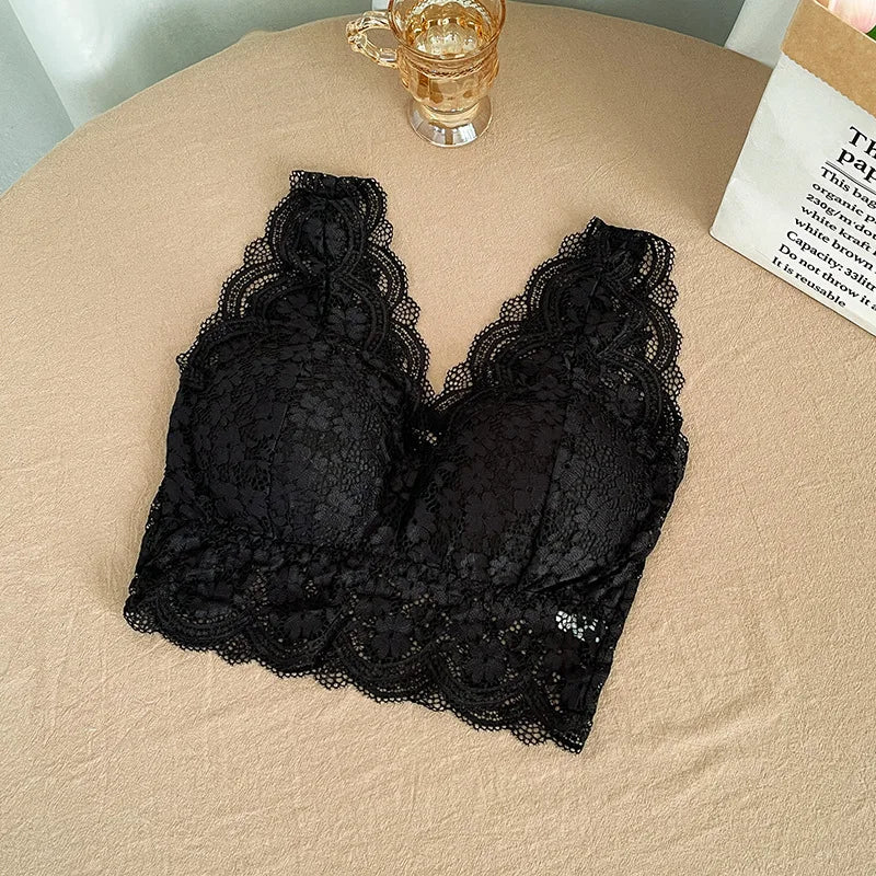 CowLost | product_id-women-s-lace-wire-free-padded-deep-v-neck-bralette-tank-top |16