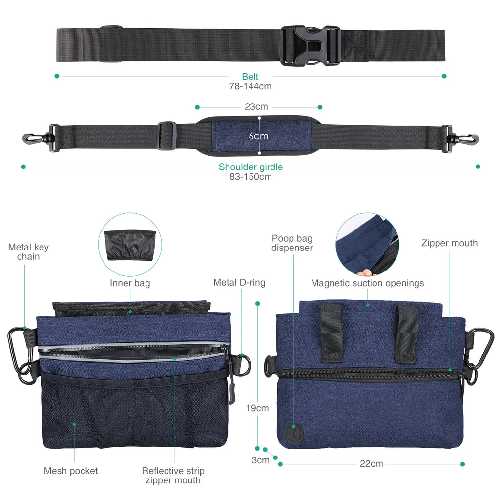 ORIA Hands-Free Dog Training Waist Pack with Treat Pouch & Poop Bag Dispenser