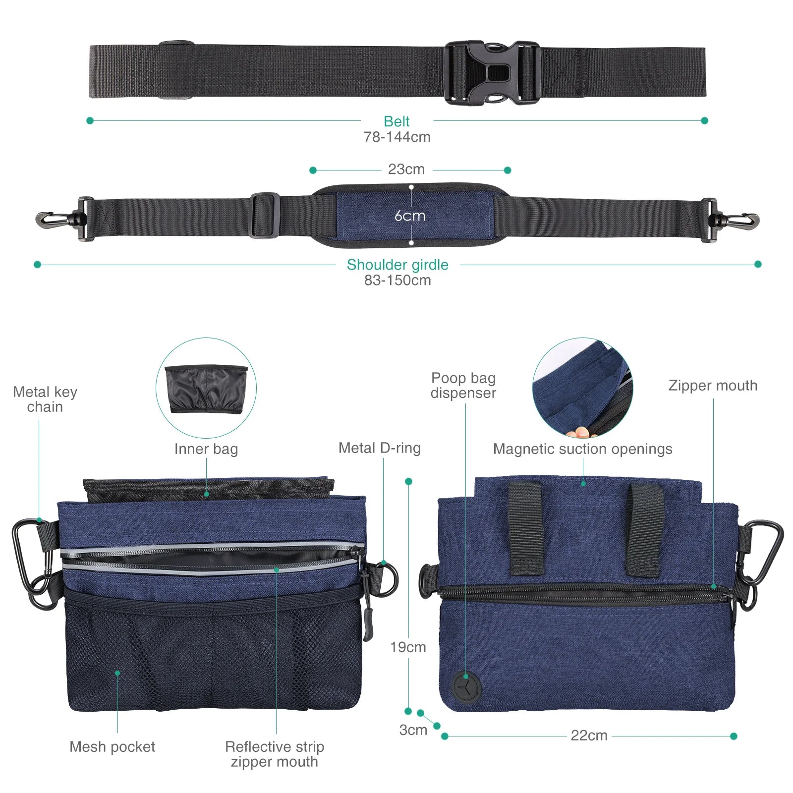 ORIA Hands-Free Dog Training Waist Pack with Treat Pouch & Poop Bag Dispenser